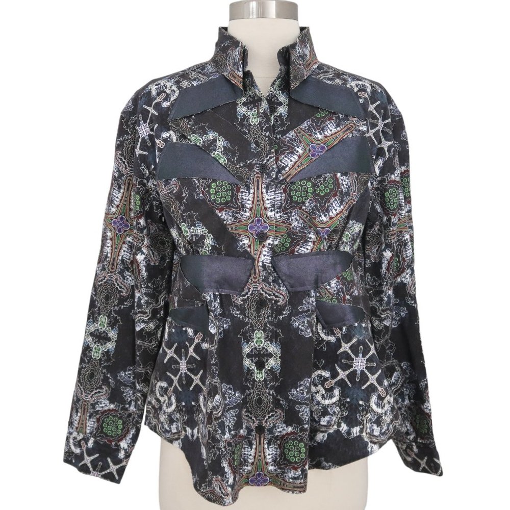 ISSEY MIYAKE printed shirt top sz 2 M - Picture 1 of 5